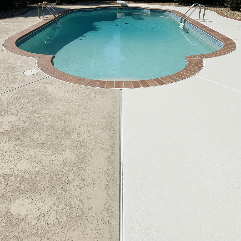 Untitled Backyard concrete patio firepit sitting area with chairs.